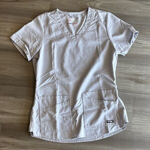 Grey's Anatomy Women's light Gray/Blue V-Neck Scrub Top